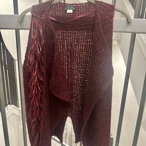 Diesel Maroon Black Fringe Vest